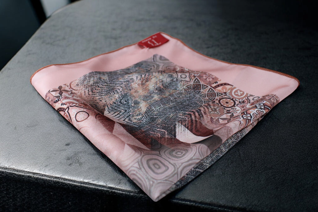 Peach Geometric Printed Pocket Square