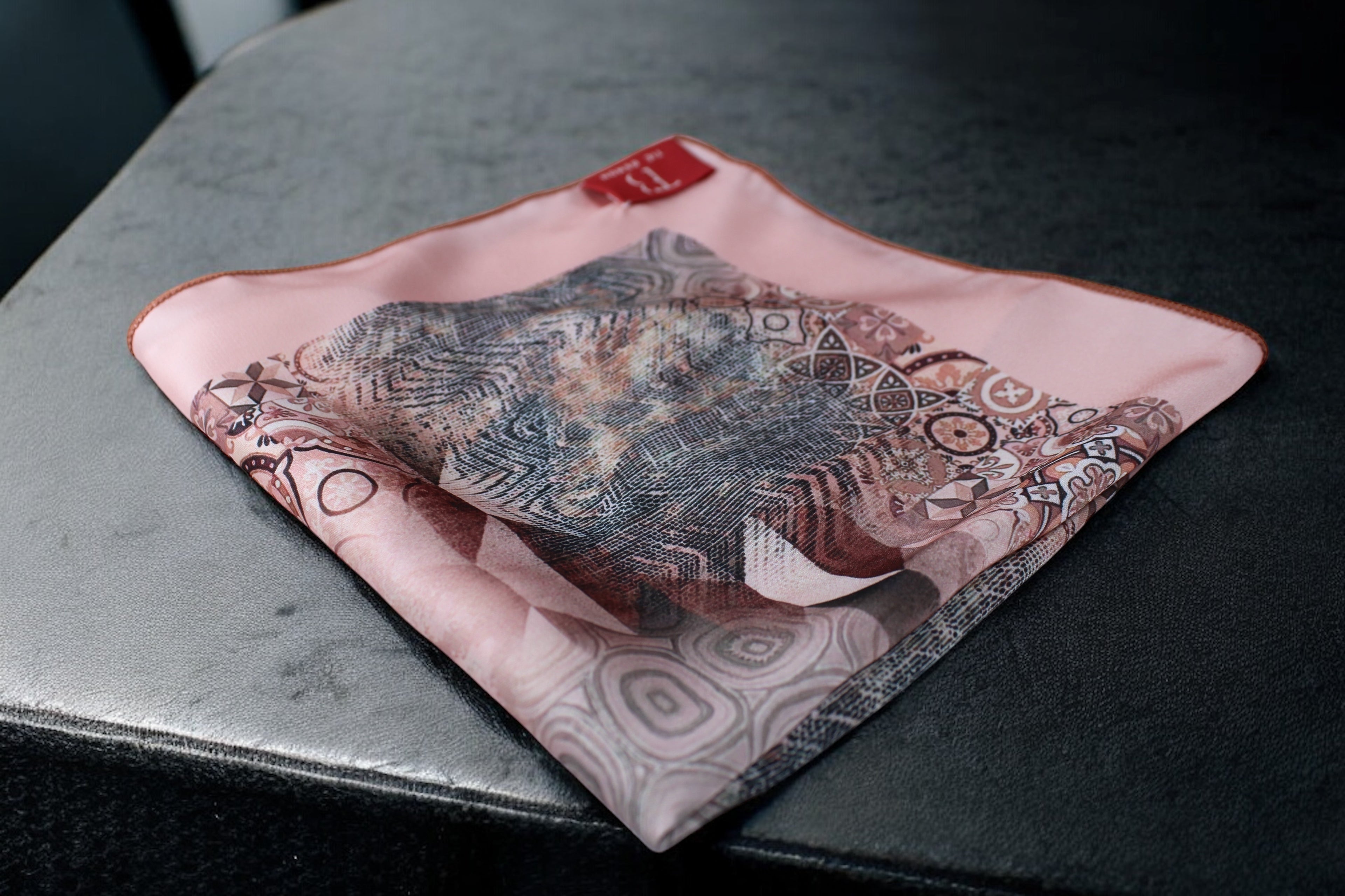Peach Geometric Printed Pocket Square