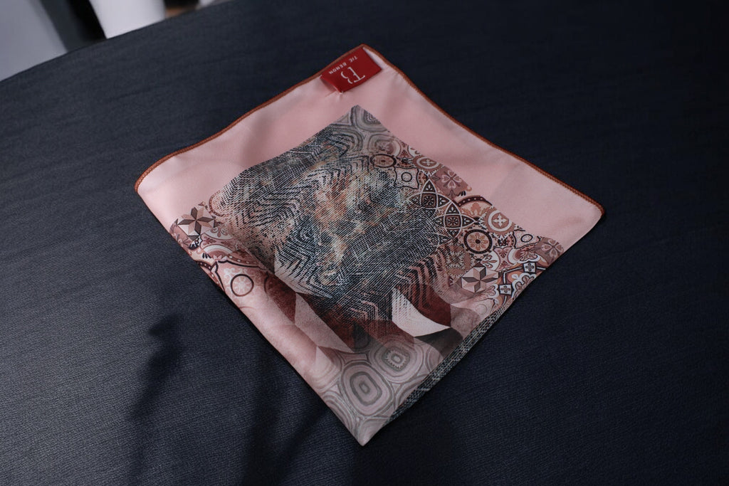 Peach Geometric Printed Pocket Square