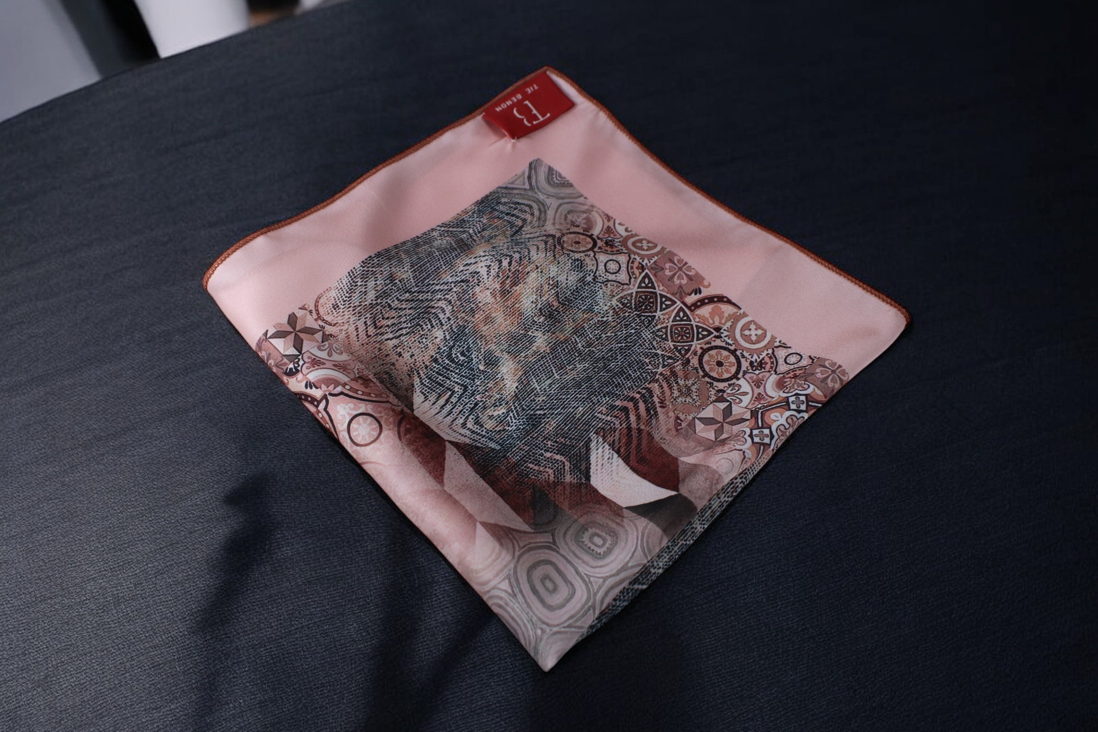 Peach Geometric Printed Pocket Square