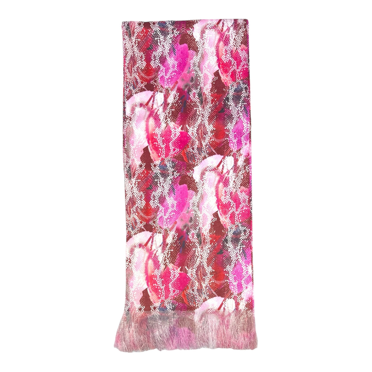 Pink Geometric Printed Scarf With Pocket Square