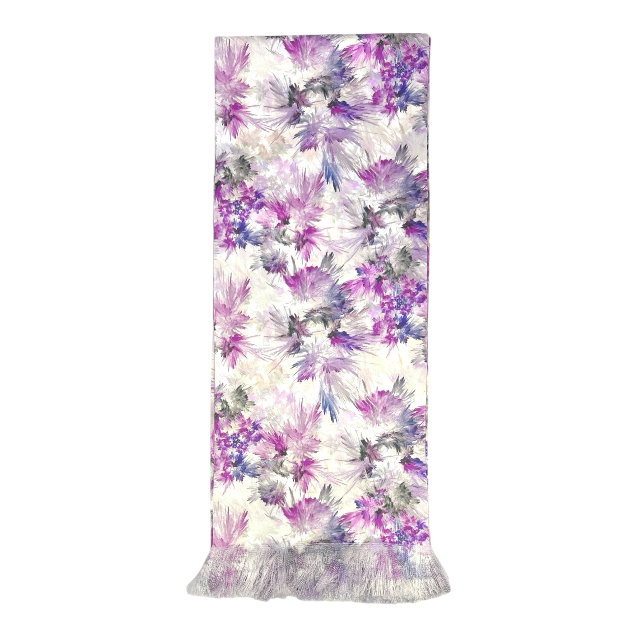 Lavender Floral Printed Scarf With Pocket Square