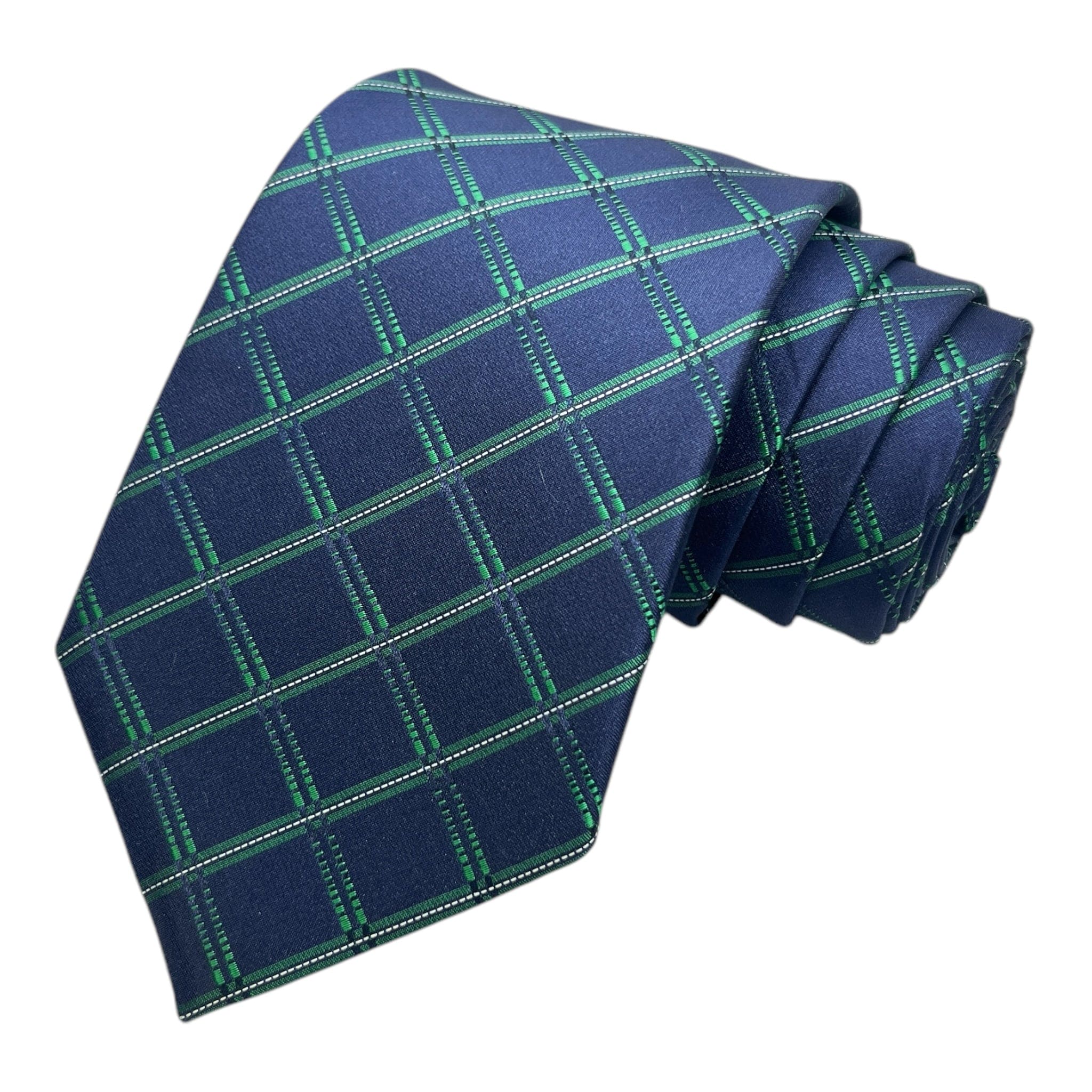 Blue And Green Plaid Tie Combo