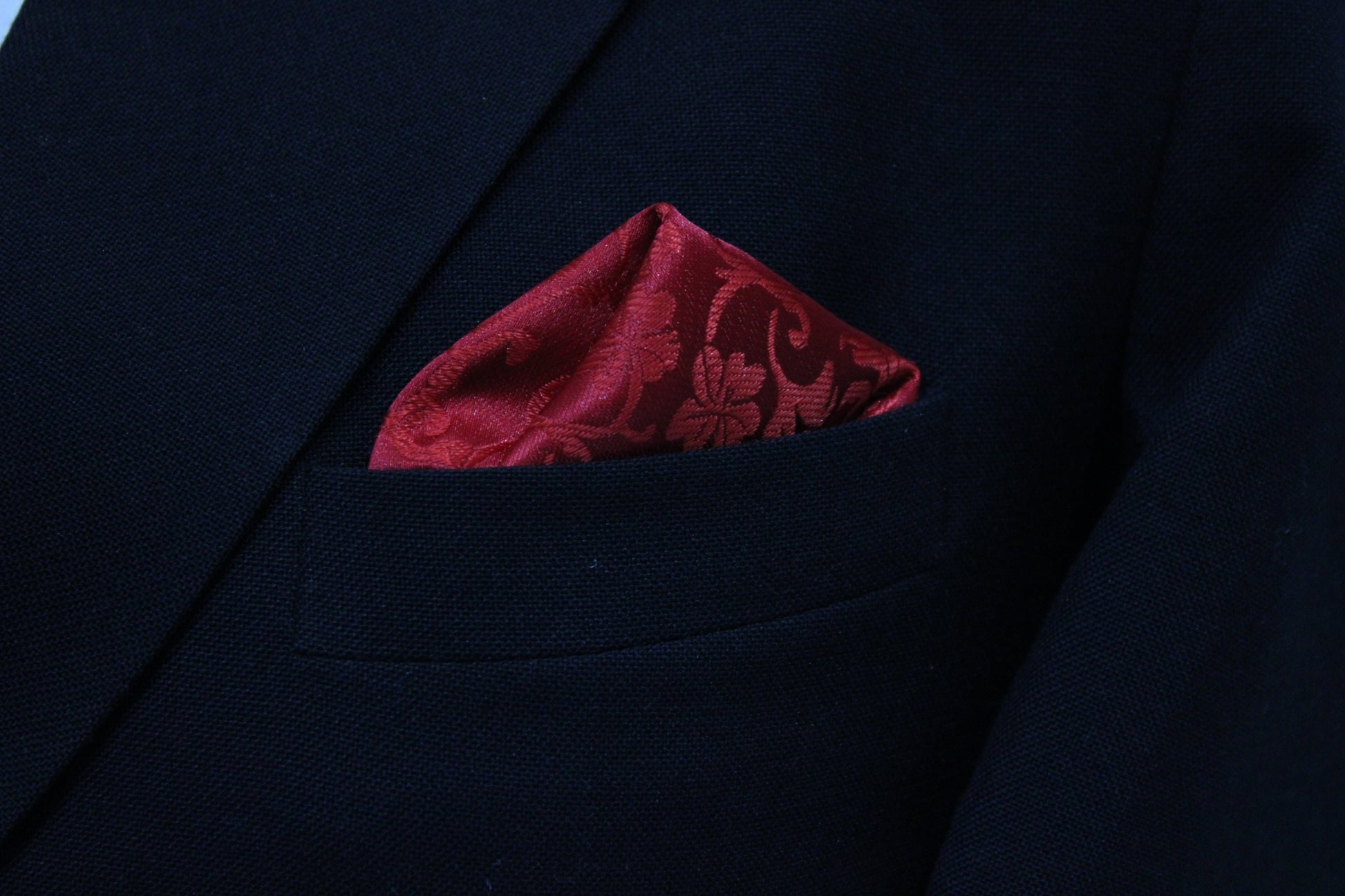 Crimson Red Floral Tie & Pocket Square