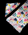 Pink Strikes Abstract Printed Scarf With Pocket Square