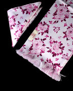 Pink Floral Printed Scarf With Pocket Square