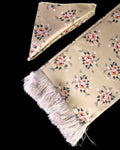 Beige Floral Printed Scarf With Pocket Square