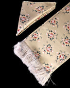 Beige Floral Printed Scarf With Pocket Square