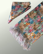 Brown Multicolour Geometric Printed Scarf With Pocket Square