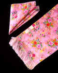 Pink Floral Scarf With Pocket Square