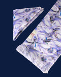 Lavender Blue Geometric Printed Scarf With Pocket Square