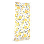 Yellow Floral Printed Scarf With Pocket Square
