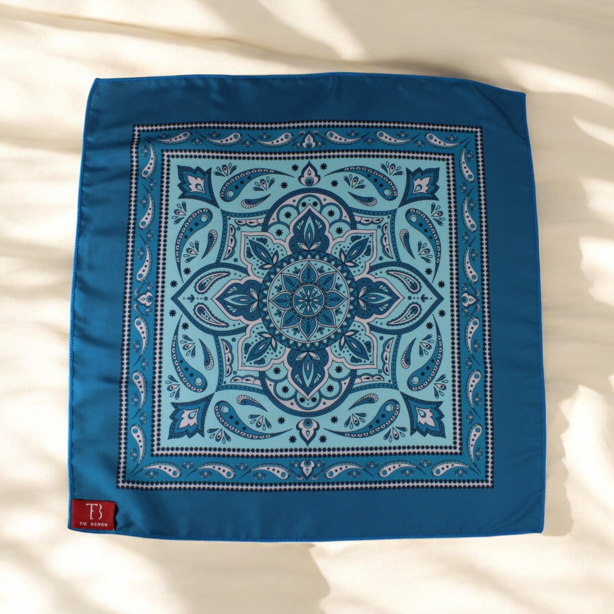 Teal Geometric Printed Pocket Square