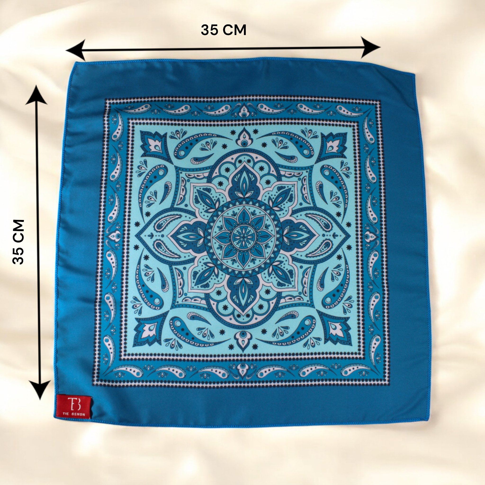 Teal Geometric Printed Pocket Square