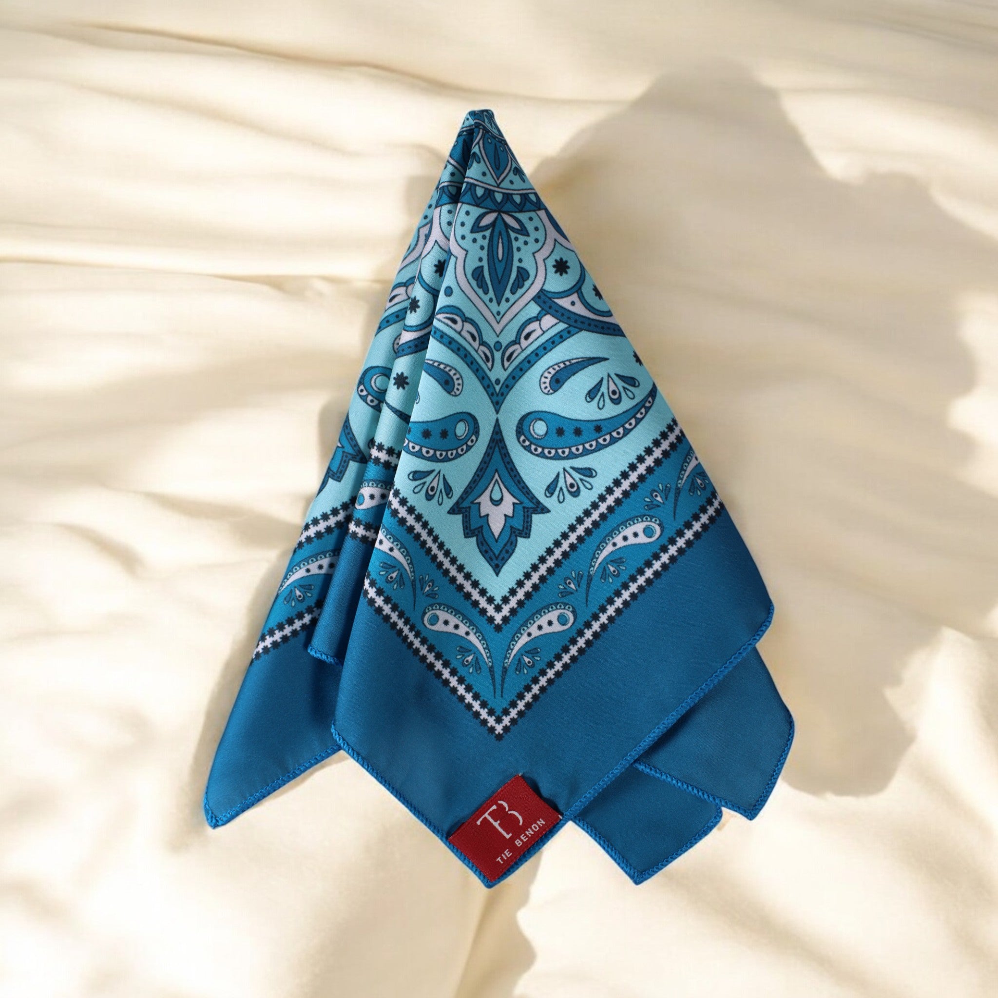 Teal Geometric Printed Pocket Square