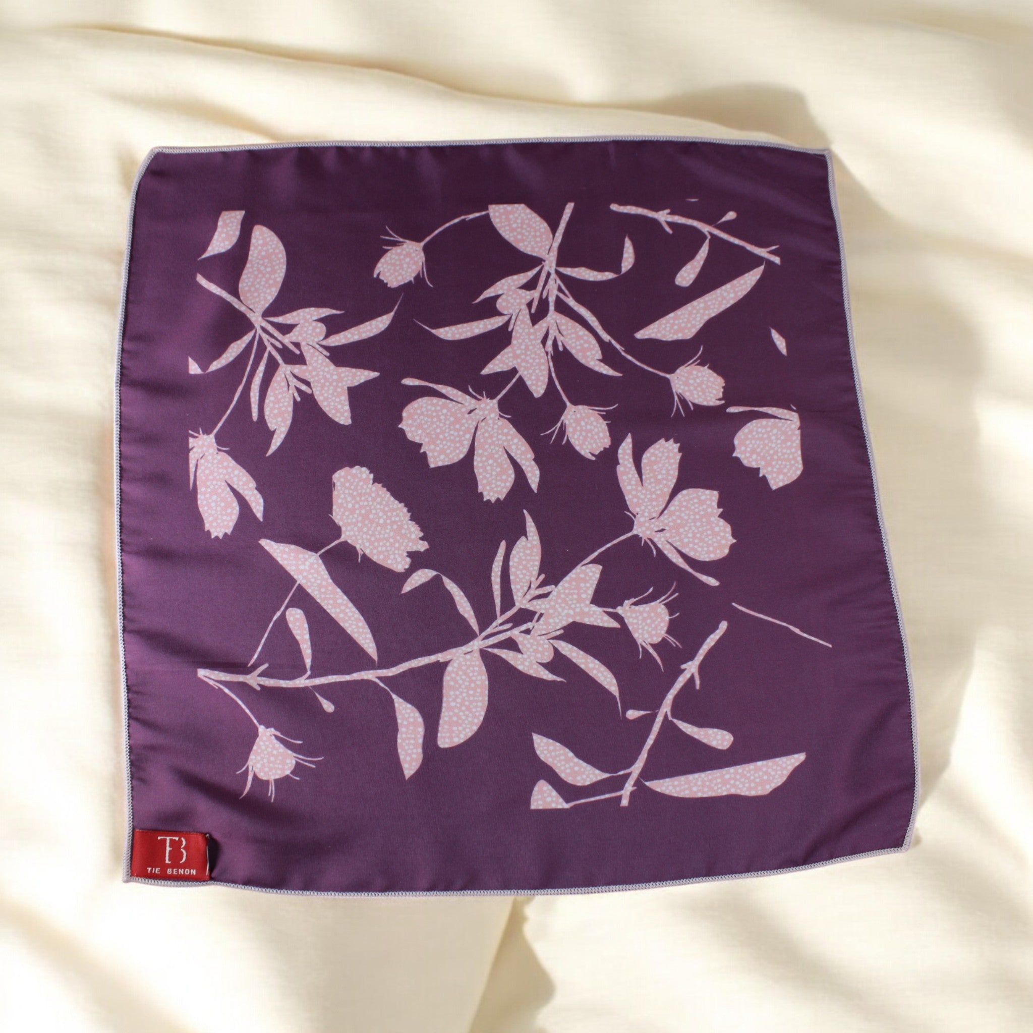Cobalt Violet Floral Printed Pocket Square