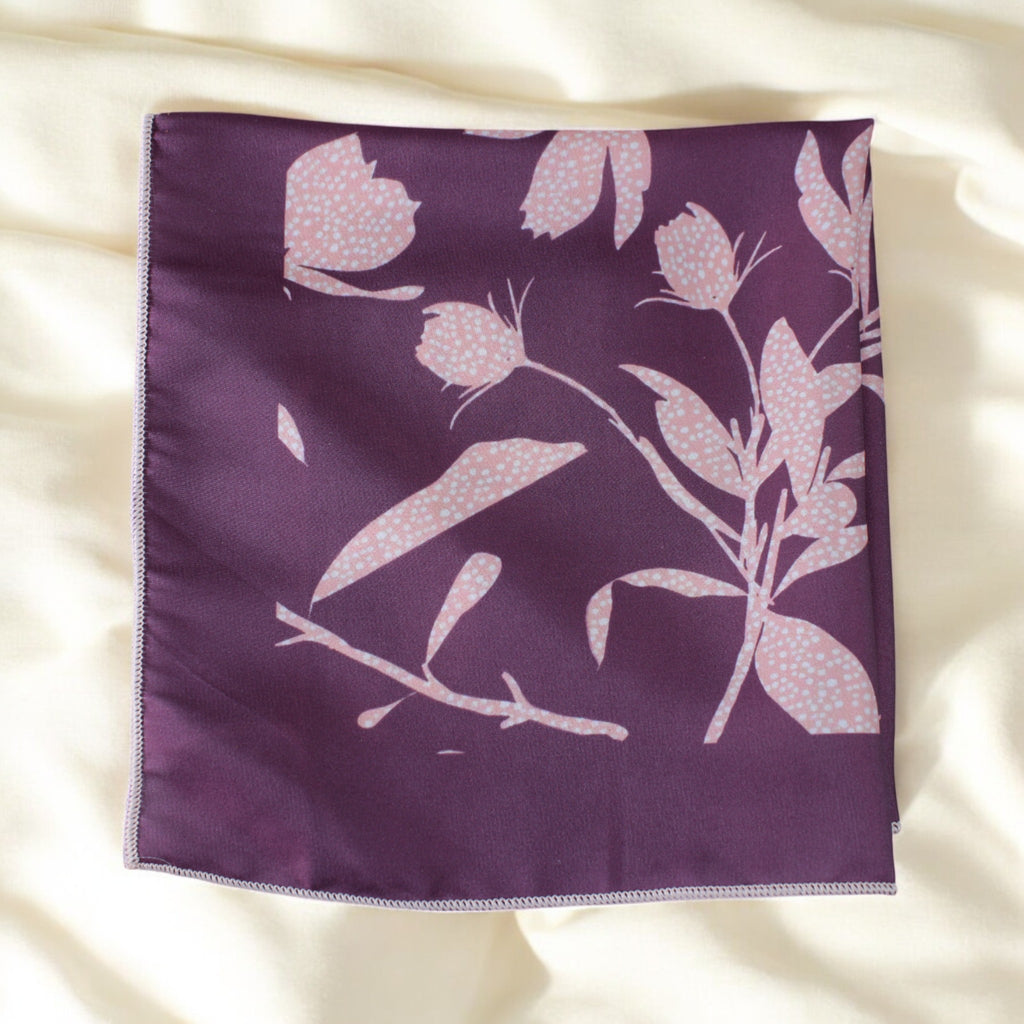 Cobalt Violet Floral Printed Pocket Square