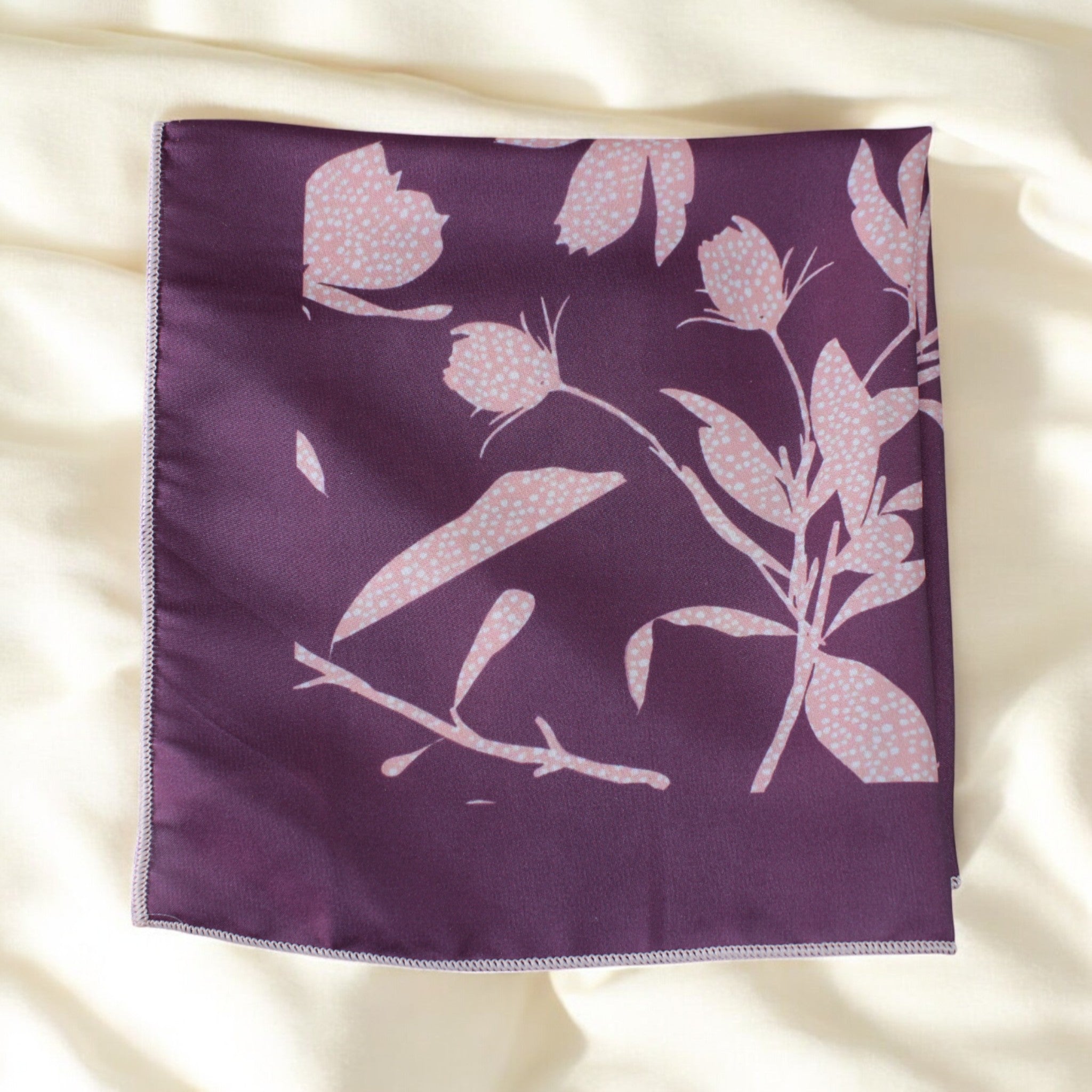Cobalt Violet Floral Printed Pocket Square