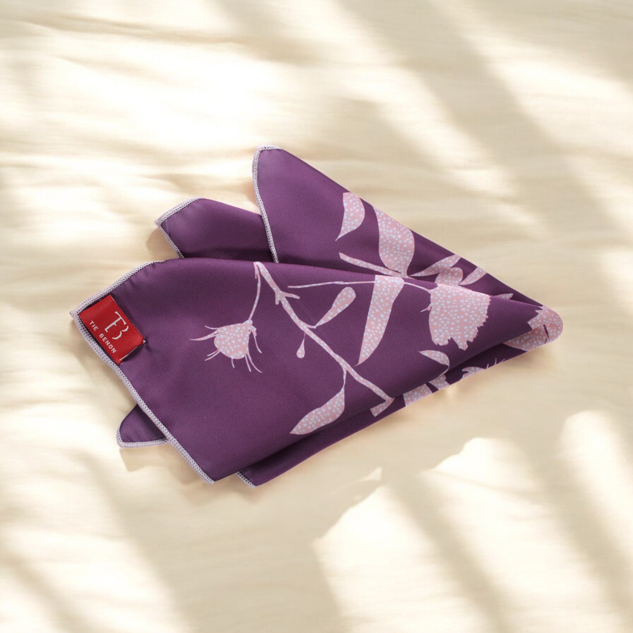 Cobalt Violet Floral Printed Pocket Square