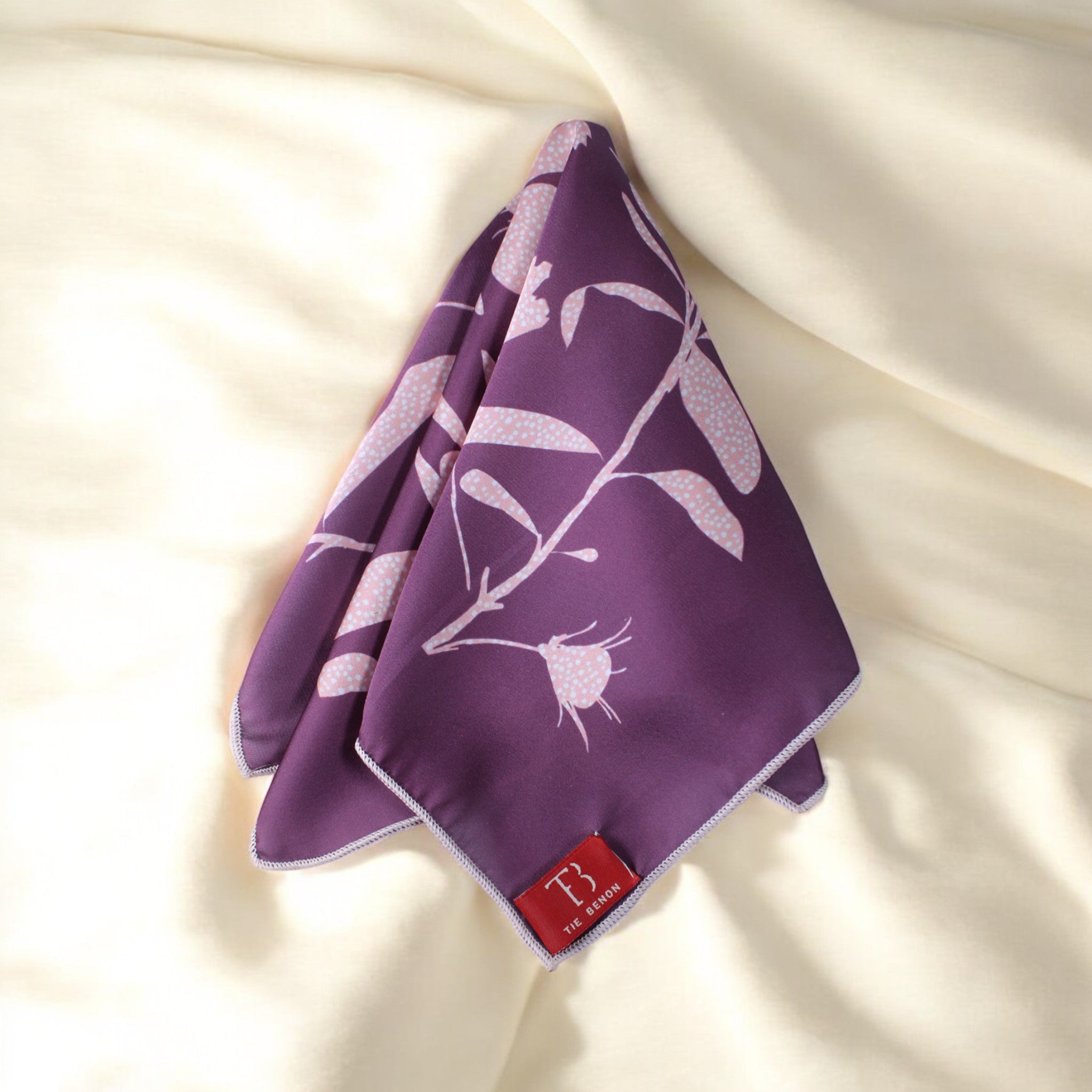 Cobalt Violet Floral Printed Pocket Square
