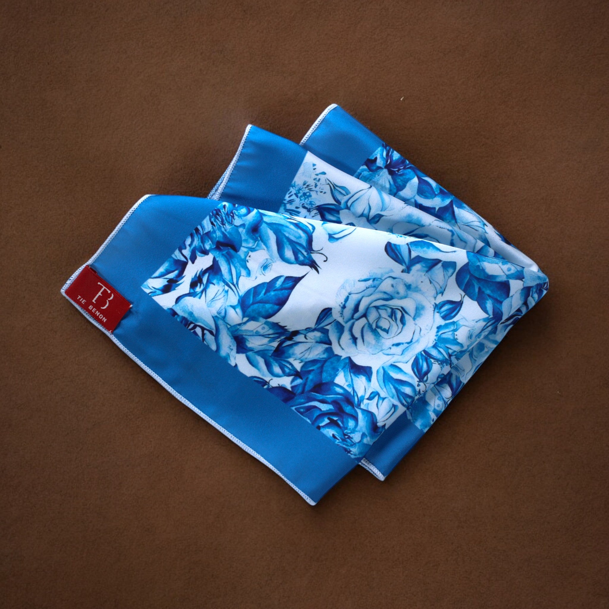 Blue Floral Printed Pocket Square