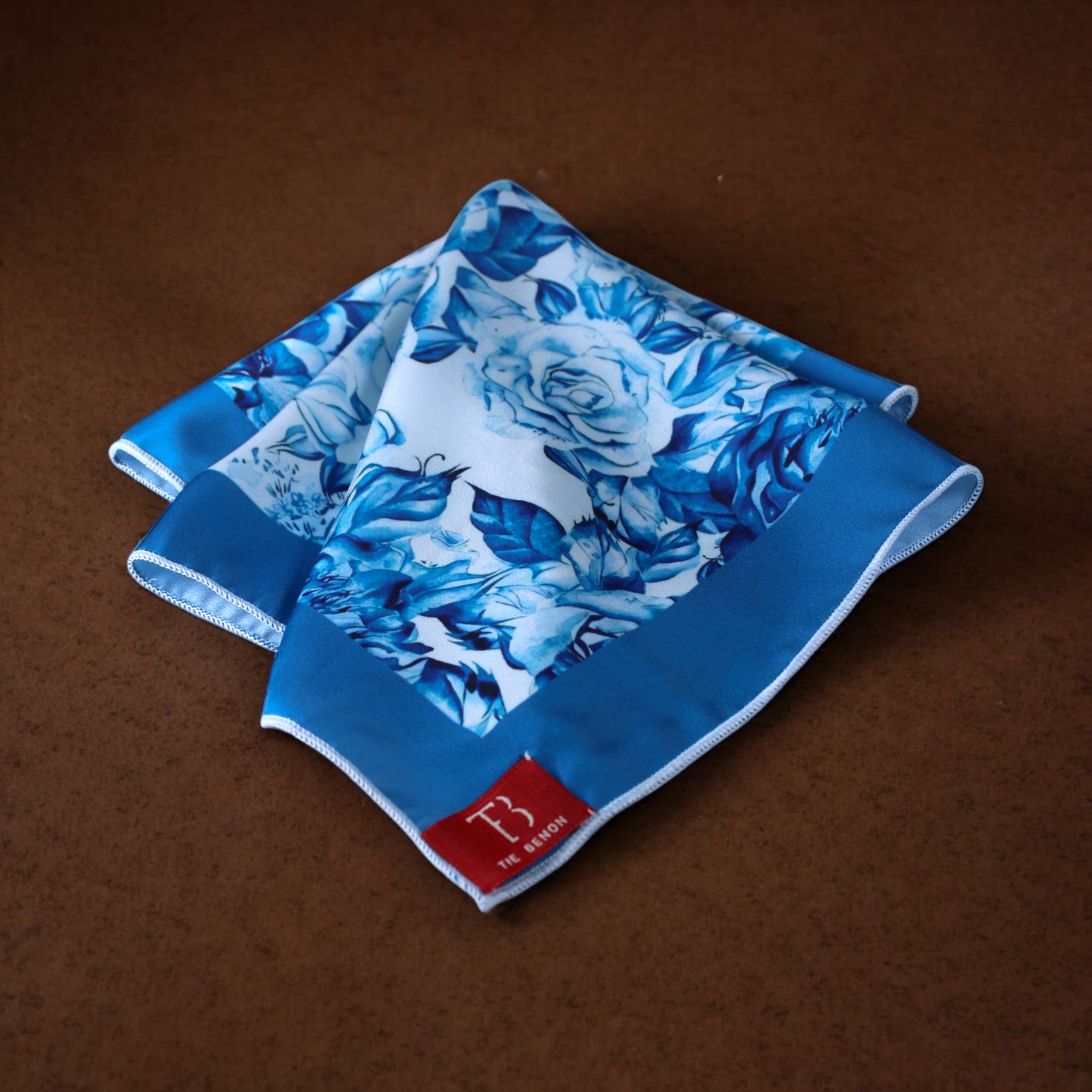 Blue Floral Printed Pocket Square