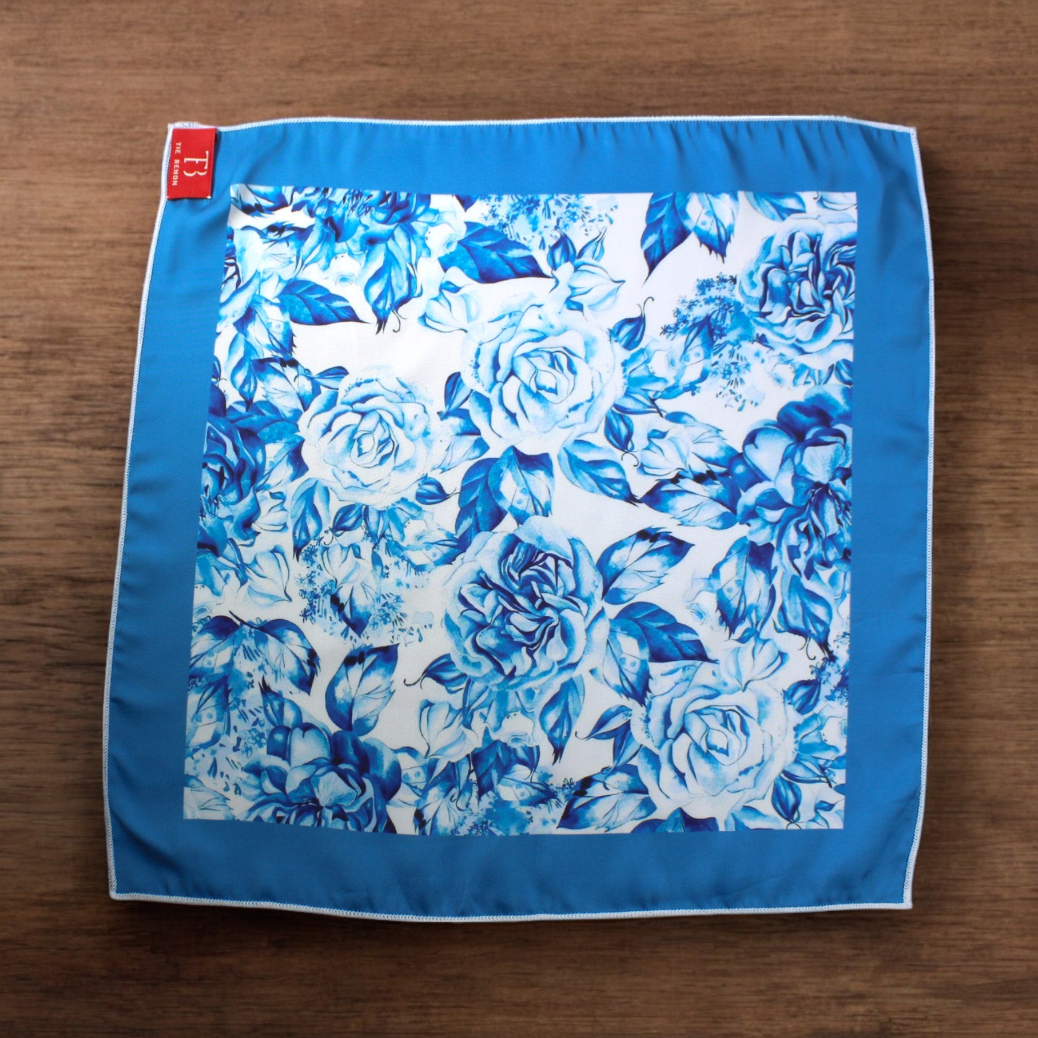 Blue Floral Printed Pocket Square