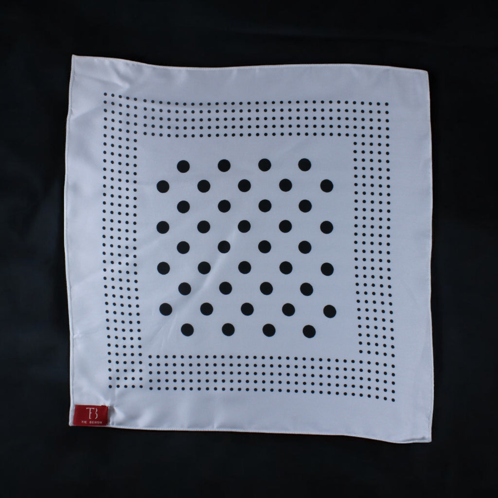 White and Black Polka Dot Pocket Square