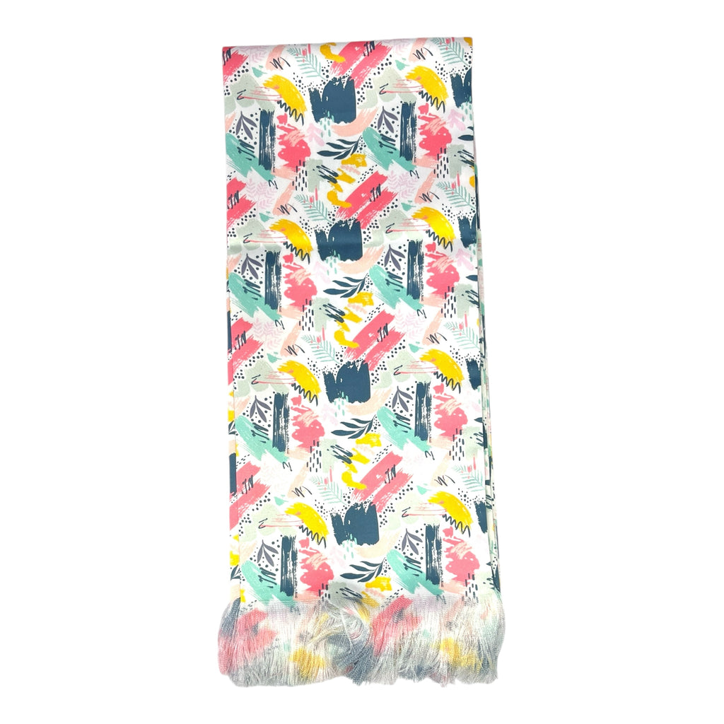 Pink Strikes Abstract Printed Scarf With Pocket Square