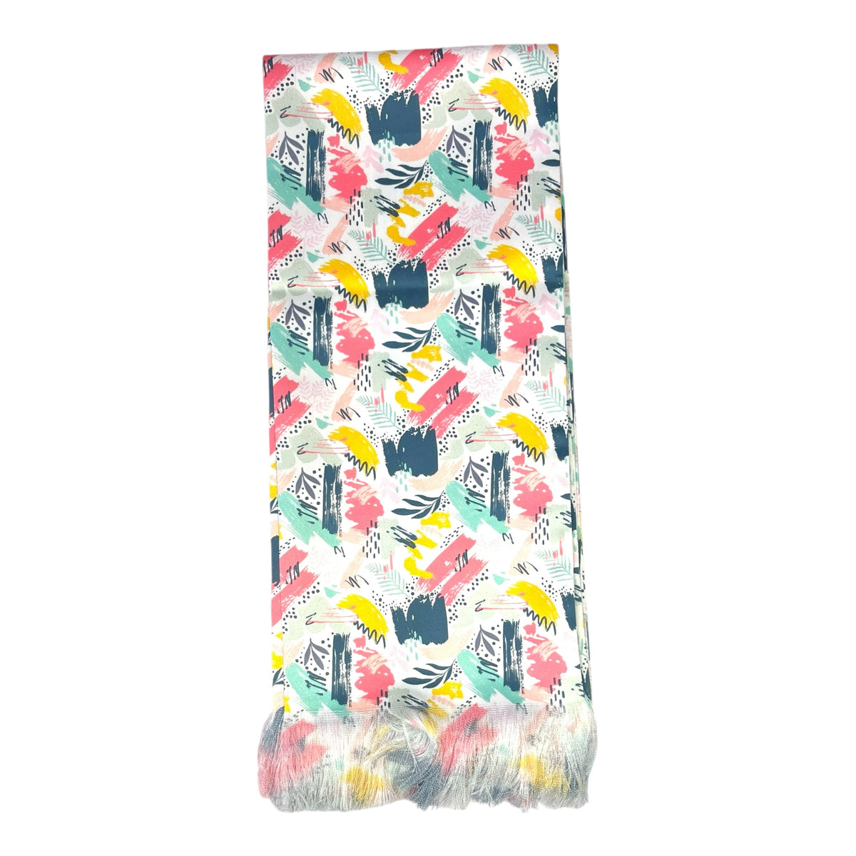 Pink Strikes Abstract Printed Scarf With Pocket Square
