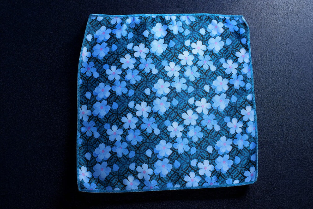 Icy Blue Tie With Pocket Square