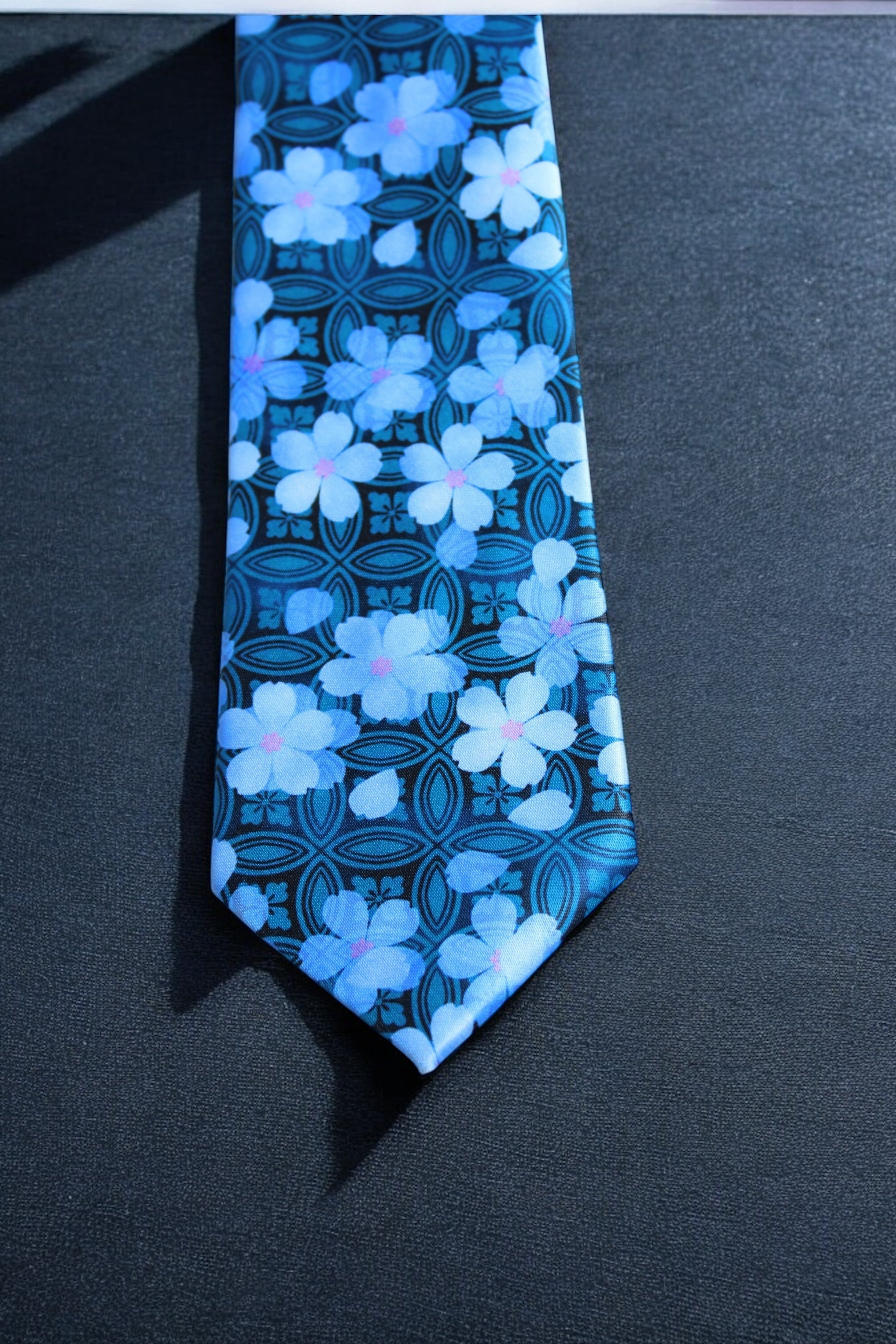 Icy Blue Tie With Pocket Square