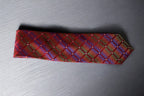 Luxurious Red Microsilk Tie with Vibrant Geometric Pattern