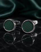 Premium Green Textured Alloy Cufflinks for Men