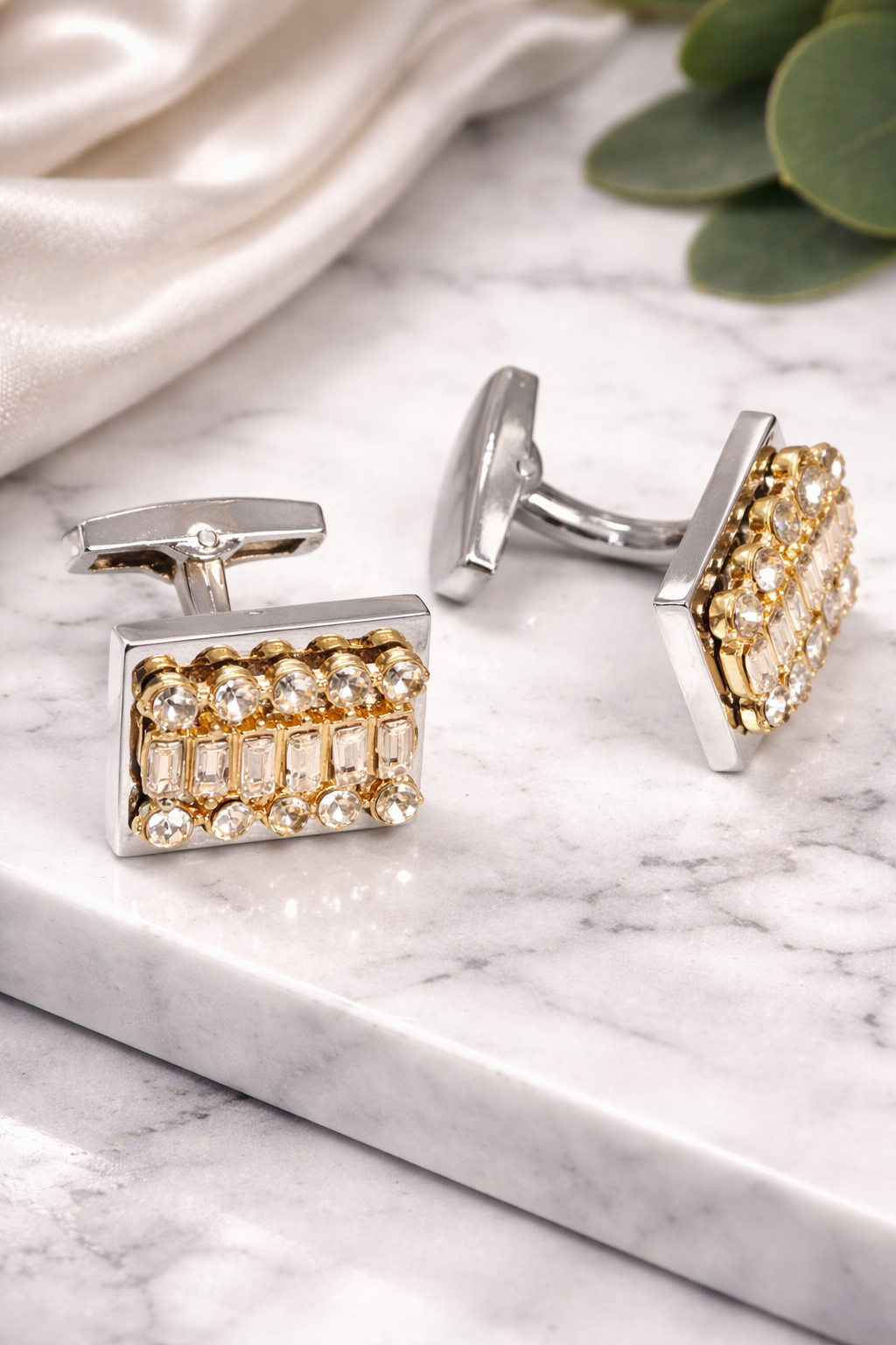 Premium Crystal Studded Cufflinks for Men