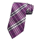 Magenta Big Check Tie And Pocket Square Combo