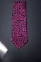 Magenta & Black Floral Tie & Pocket Square