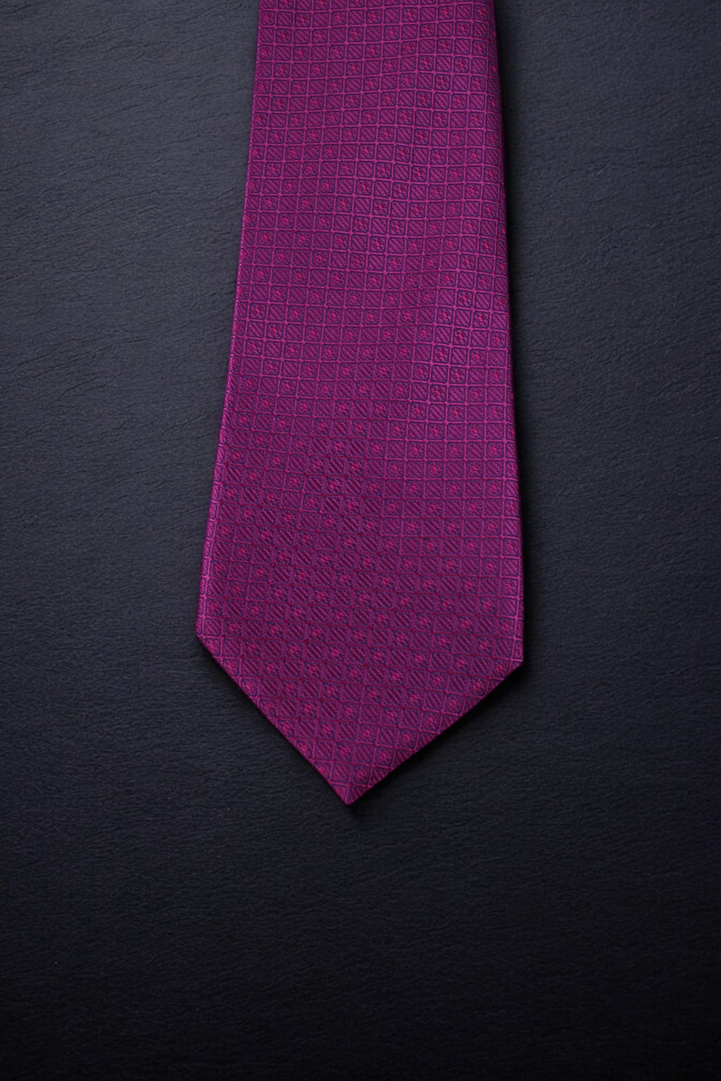 Magenta Self Geometric Tie & Pocket Square