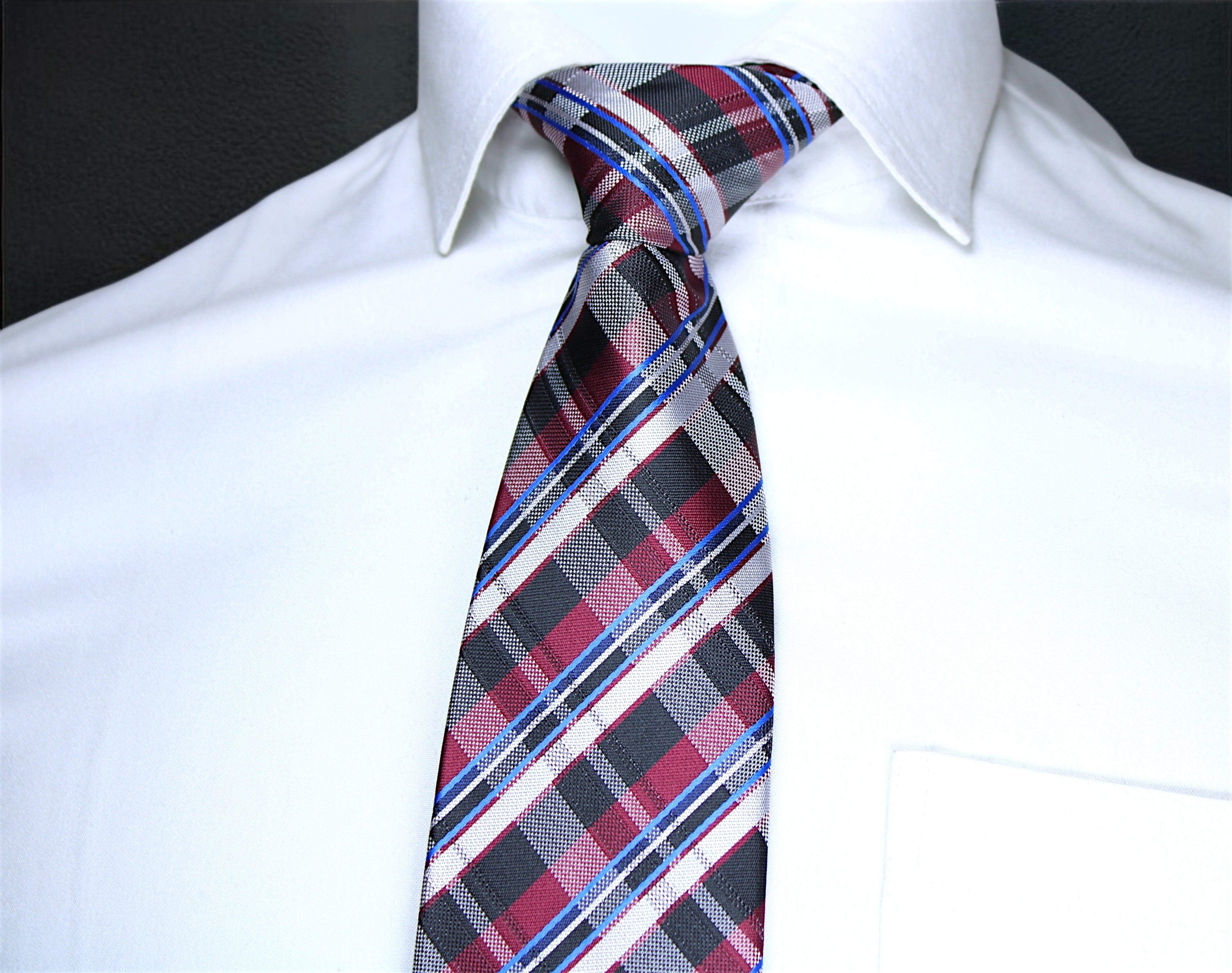 Maroon & Black Classic Checkered Tie
