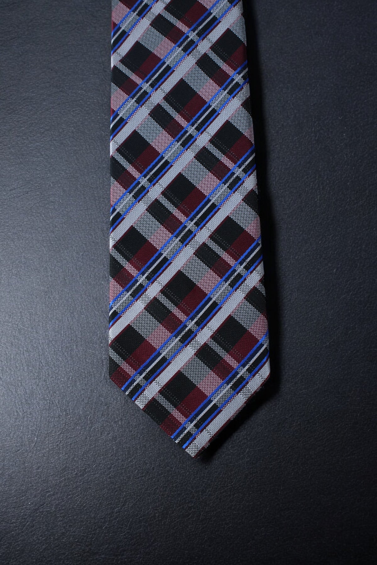 Maroon & Black Classic Checkered Tie