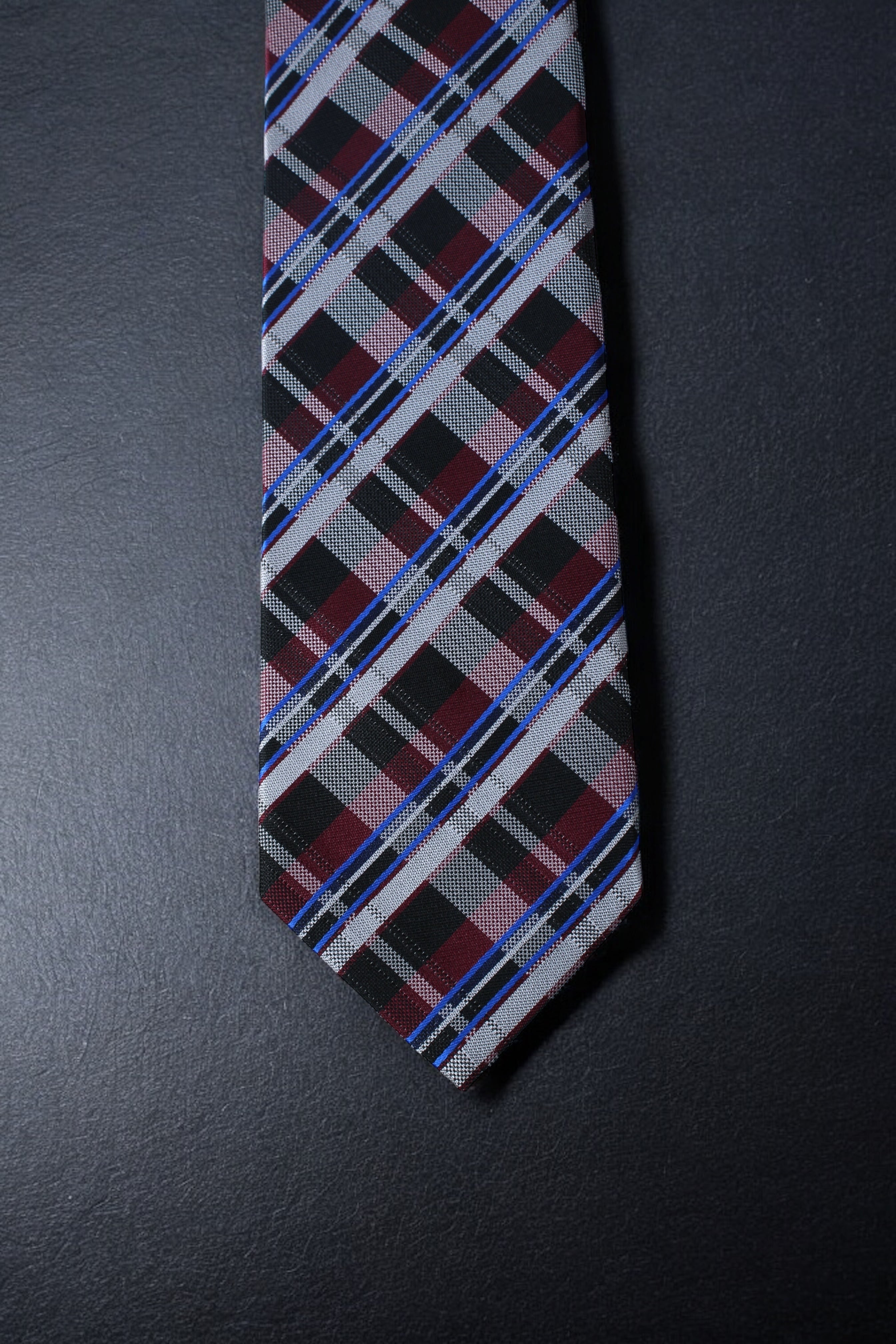 Maroon & Black Classic Checkered Tie