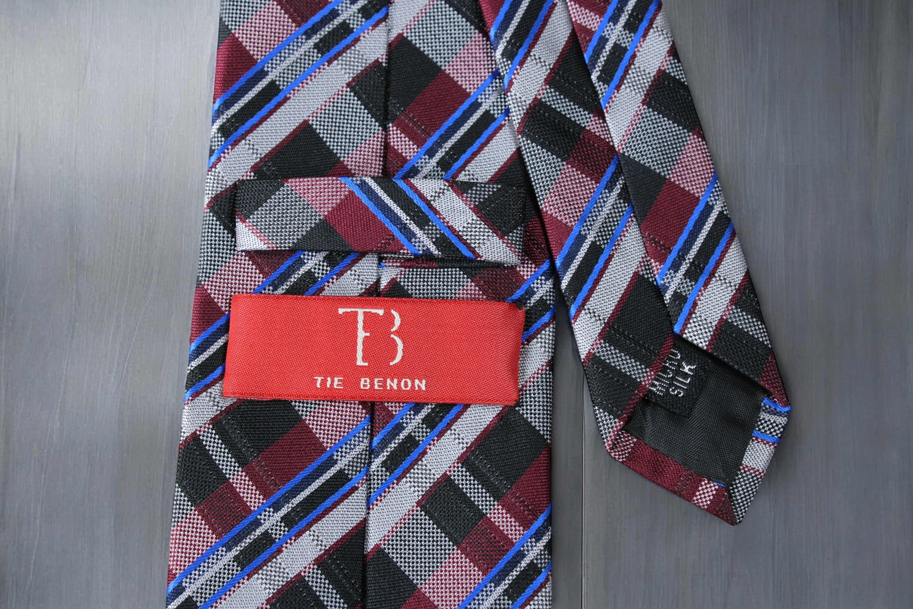 Maroon & Black Classic Checkered Tie