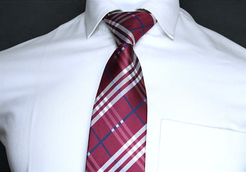 Maroon & Navy Checkered Tie