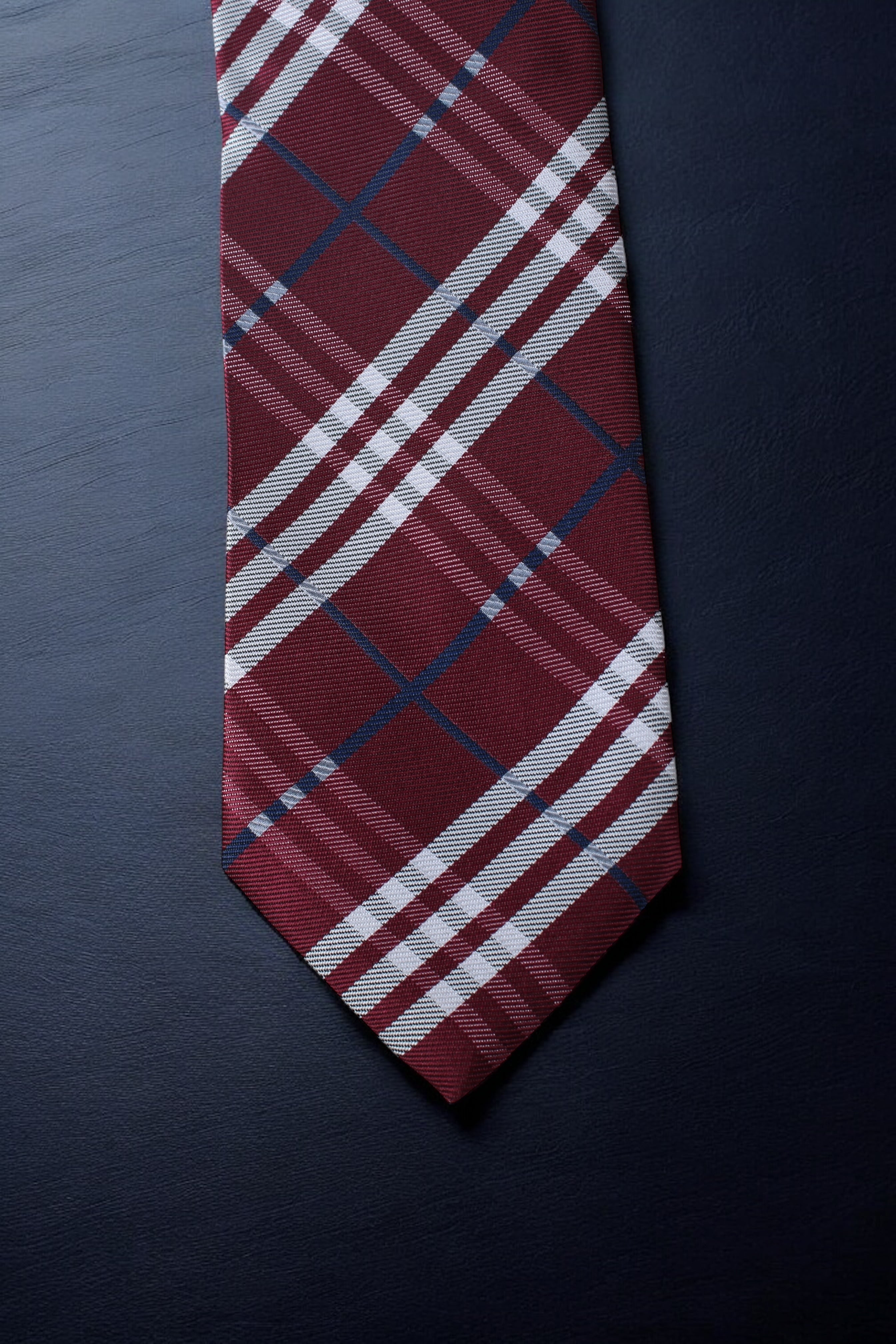 Maroon & Navy Checkered Tie
