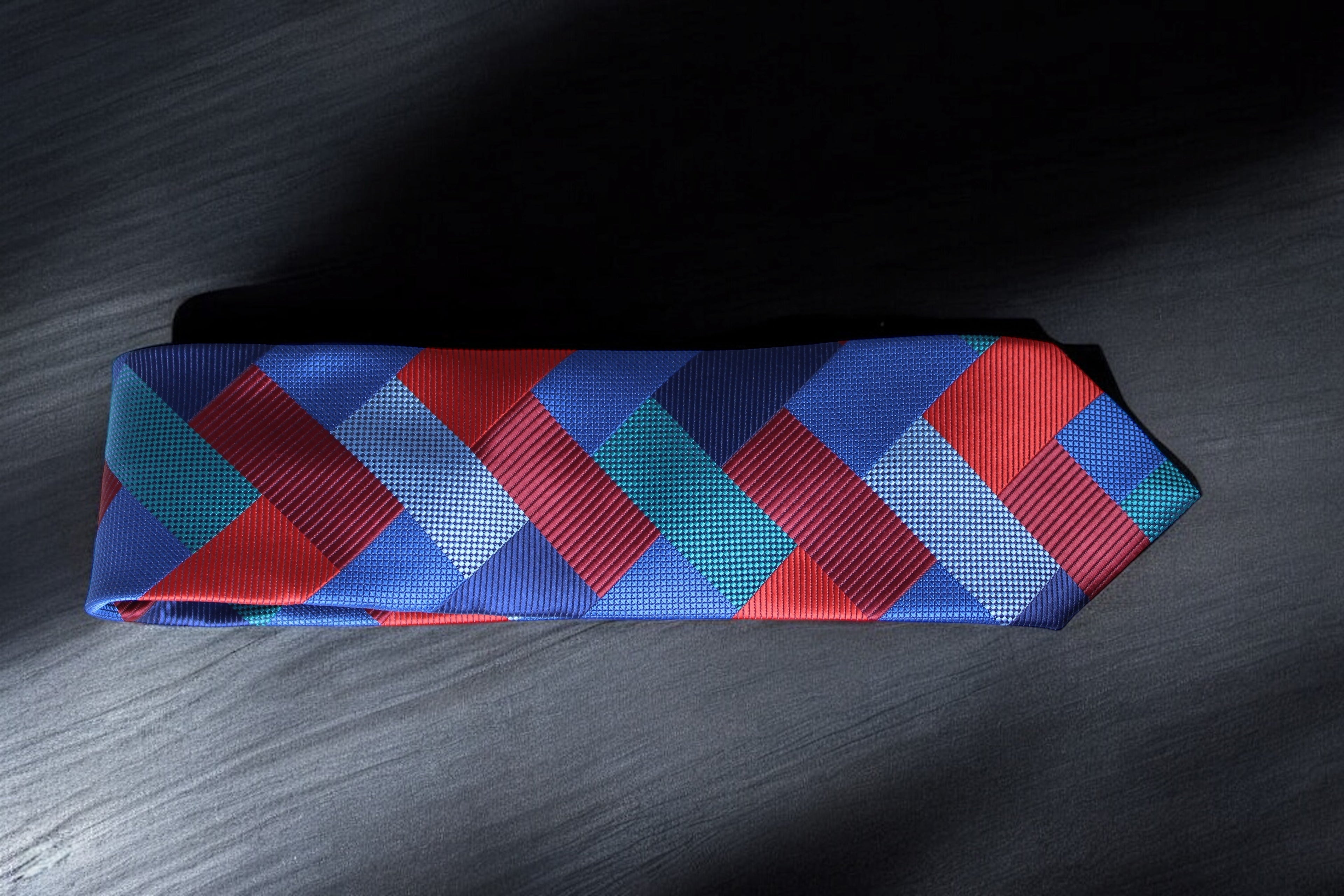 Multicolored Madarf Plaid Tie And Pocket Square Combo