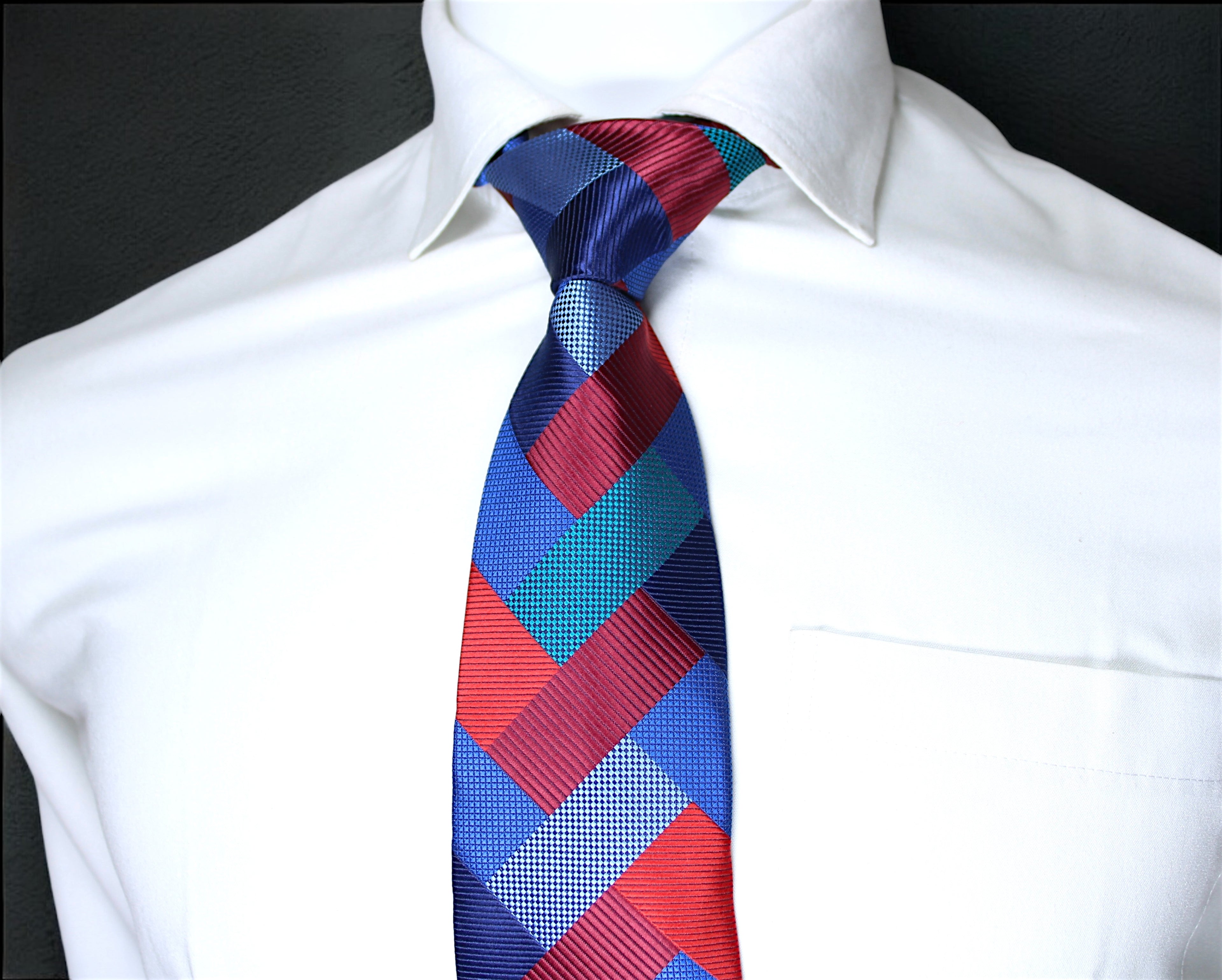Multicolored Madarf Plaid Tie And Pocket Square Combo
