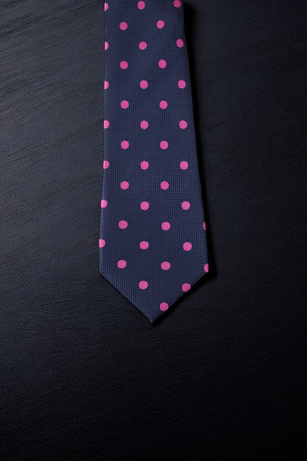 Navy & Pink Polka Dotted Tie & Pocket Square
