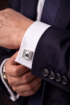 Premium Square Crystal Cufflinks for Men