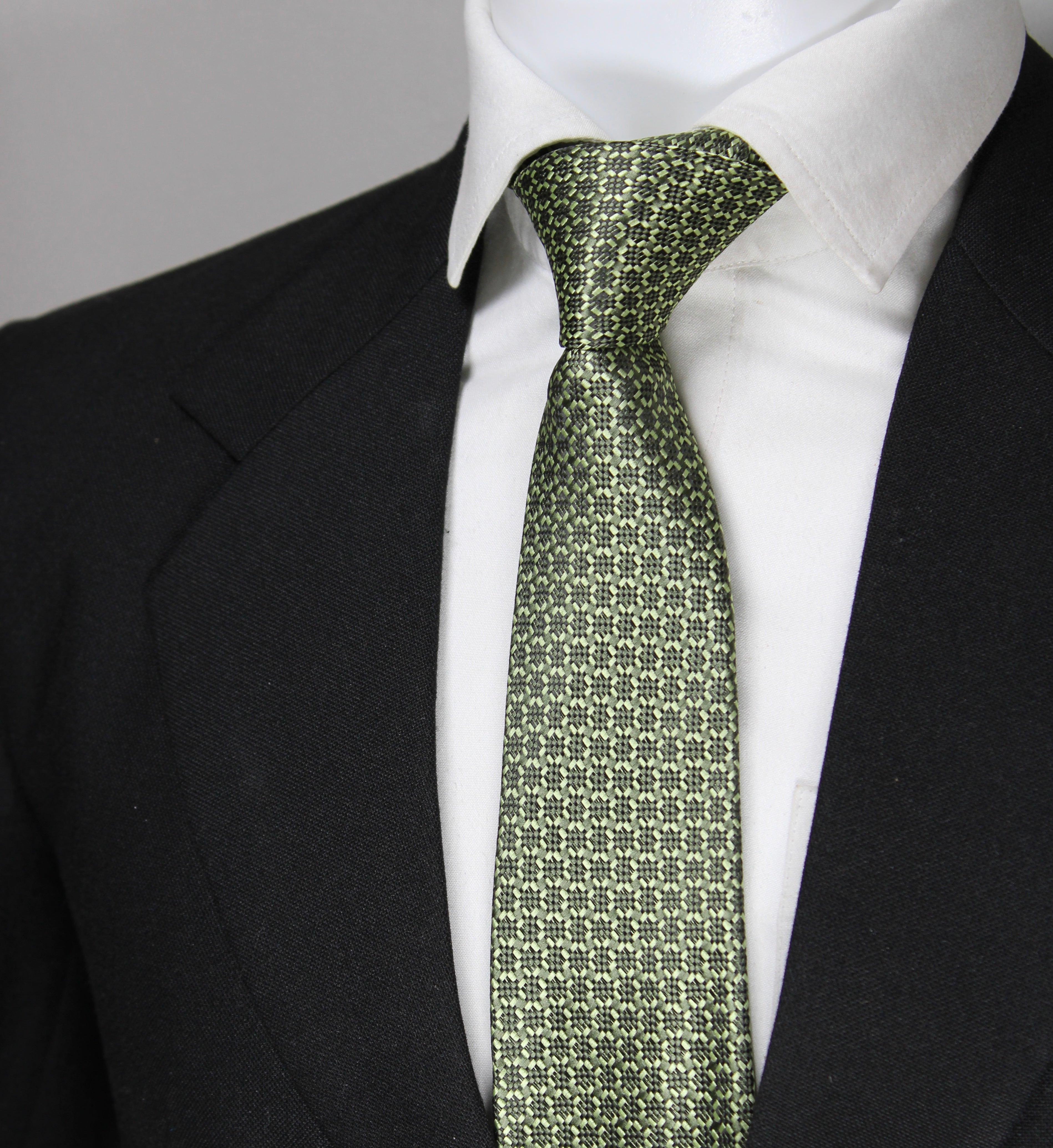 Olive Green Geometric Tie & Pocket Square