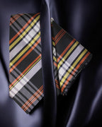 Orange Black Checkered Necktie Set